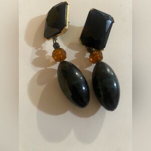 Elegant Black and Amber Earrings
